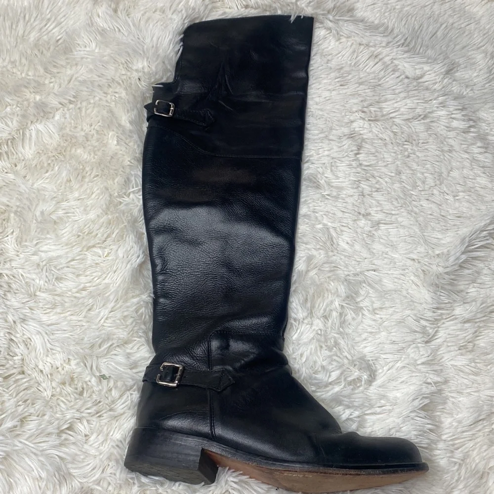 Steve Madden Black Over The Knee Leather Riding Boots Size 6.5